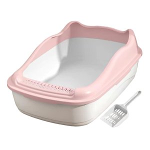 Ioensy - Caja De Arena Para Gatos Semicerrada Para Mascotas Pequeñas, Material Pp, Antisalpicaduras, Parte Superior Abierta, Color Rosa