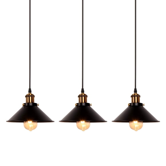 Lámpara Colgante Vintage Industrial de Hierro Negro para Cocina, Restaurante, Bar y Balcón (Paquete de 3)