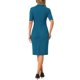 thumbnail image 3 of INSPIRE CHIC Vestido de Tubo para Mujer con Cuello en V, Mangas Cortas, Vestido Midi Ajustado para el Trabajo, Azul Lago Talla L, 3 of 6
