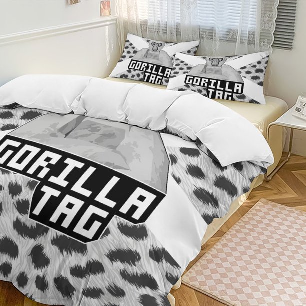 White Leopard Gorilla Tag Comforter Set Soft 3 Pcs Twin Bedding Sets Thicken for All Season