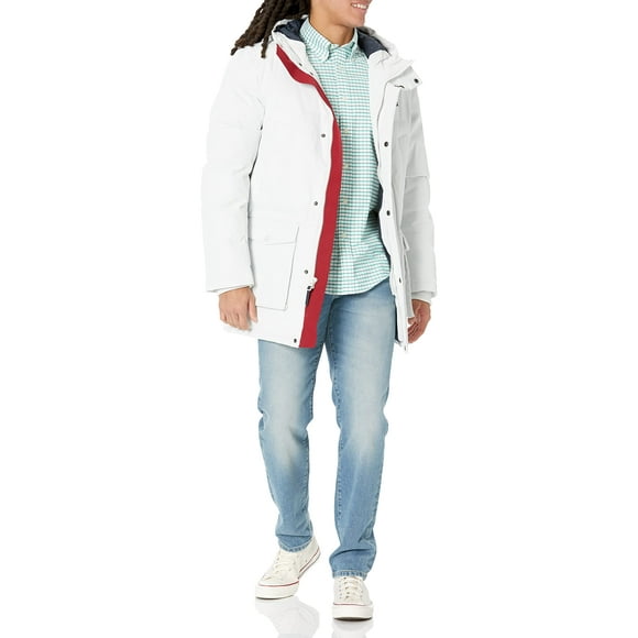 Parka Tommy Hilfiger de tela ártica, peso pesado, blanca, XL, para hombre