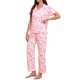 thumbnail image 4 of INSPIRE CHIC Pijama Mujer Manga Corta Ropa Dormir Camisones Botón Abajo Estampado Cuello Solapa Cintura Elástica Pantalones Anchos Rectos Conjunto Salón L Rosa Claro, 4 of 6