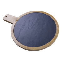 Genérico - Tabla Redonda Madera Con Mango 36X28Cm Pizarra Lugano Lisa Marrón/Negro