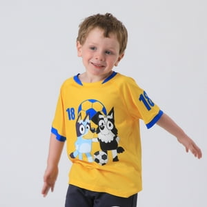 Polera Manga Corta Niño Amarillo Fútbol Bluey