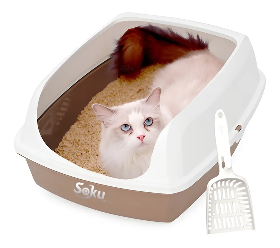 Genérico - Arenero Gato Extension Anti Derrame Pala Caja Extra Grande Color Café