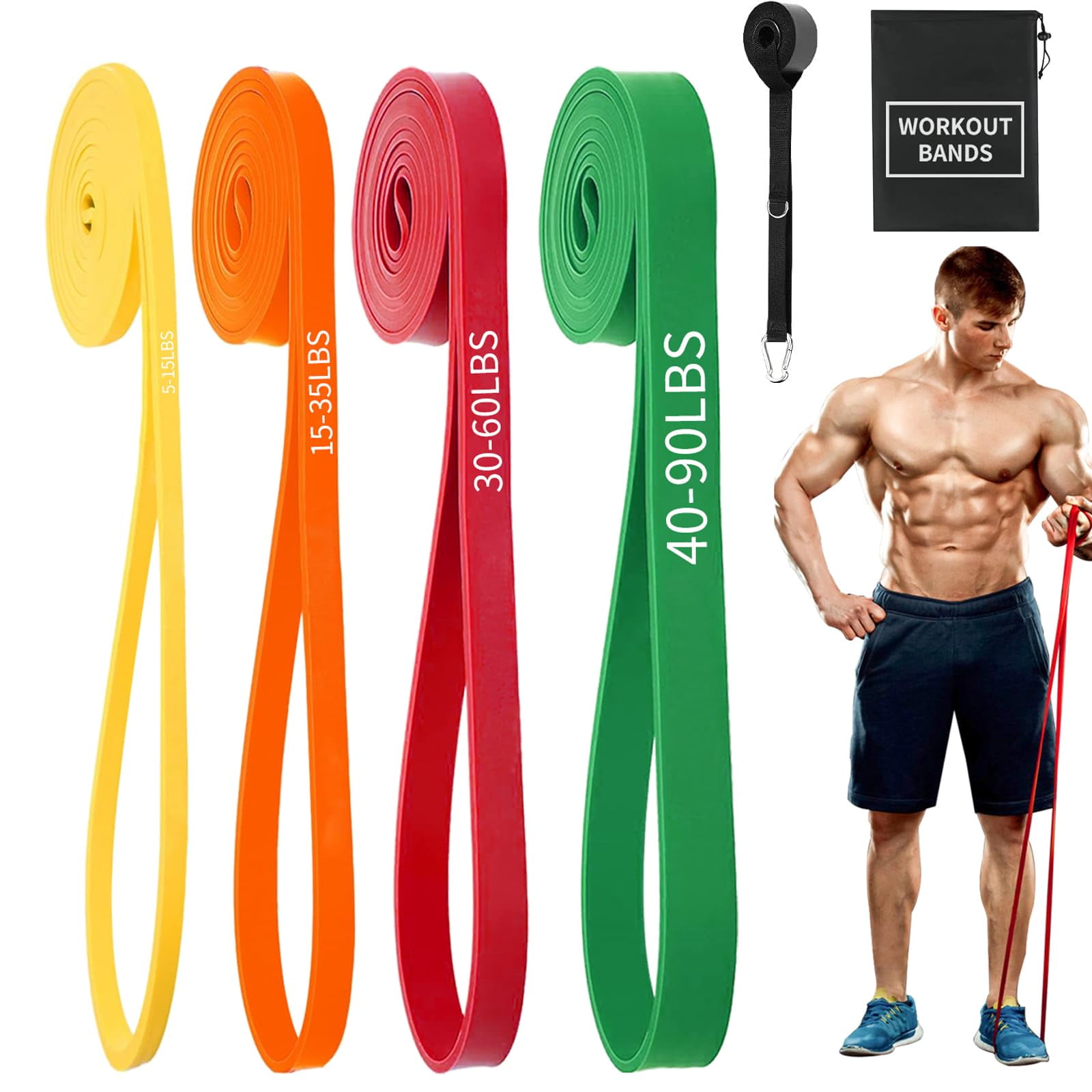 Set De Bandas De Resistencia Yovkok Para Ejercicio (amarillo, Naranja, Rojo, Verde)