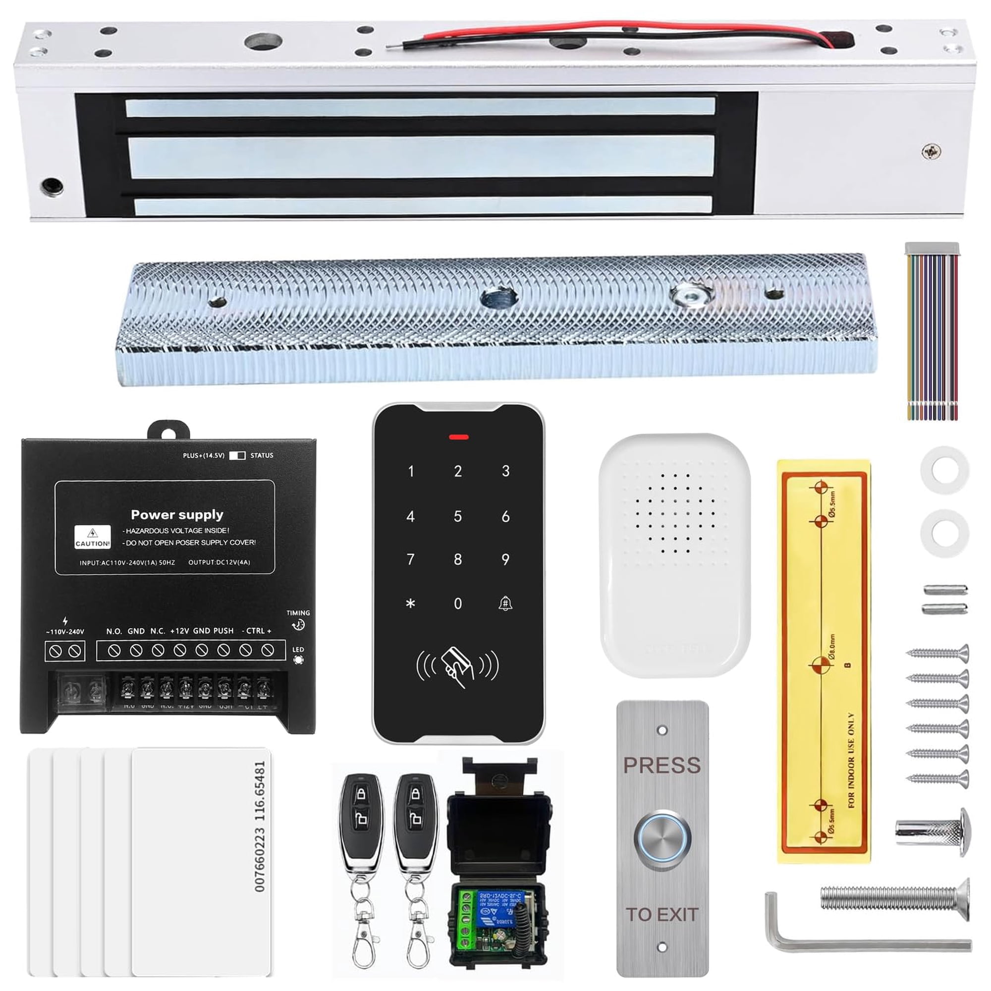 Kit De Control De Acceso Para Puertas Nclths Cerradura Electromagnética 280 Kg Rfid Teclado