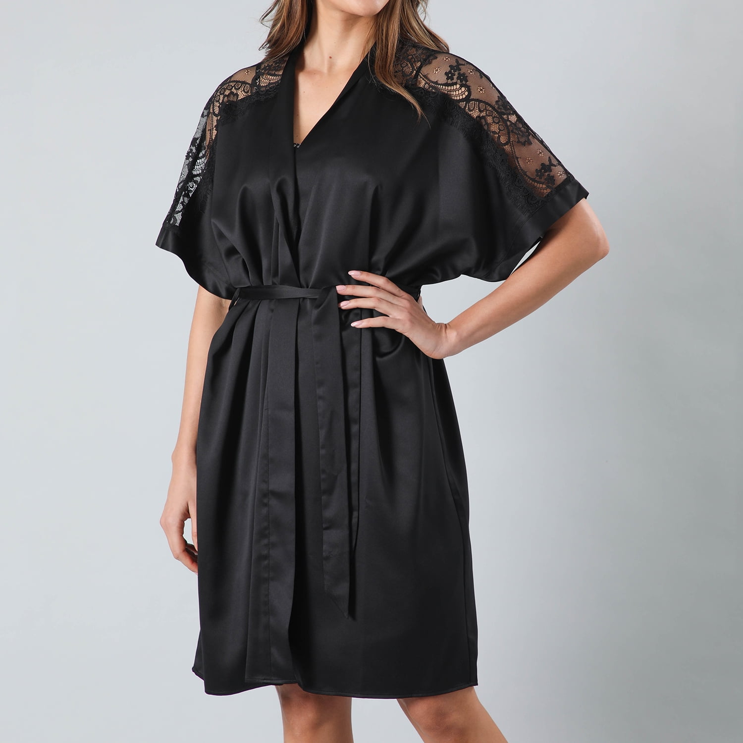 Bata Satin Encaje Mujer Flores 33346-2