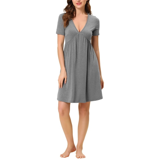 INSPIRE CHIC Camisón de Mujer Pijamas de Dormir Escote en V Profundo Camiseta de Noche Batas XL Gris