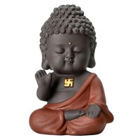 Bothyi - Pequeño Buda Tathagata Estatuilla De Cerámica Adorno Adorable Mascota De Té Para El Hogar Rojo