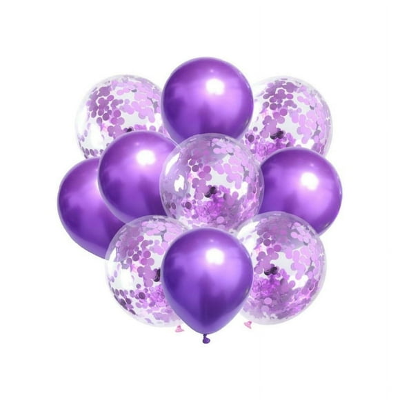 Set de 12 Globos Premium para Fiestas y un Inflador Manual, Morado