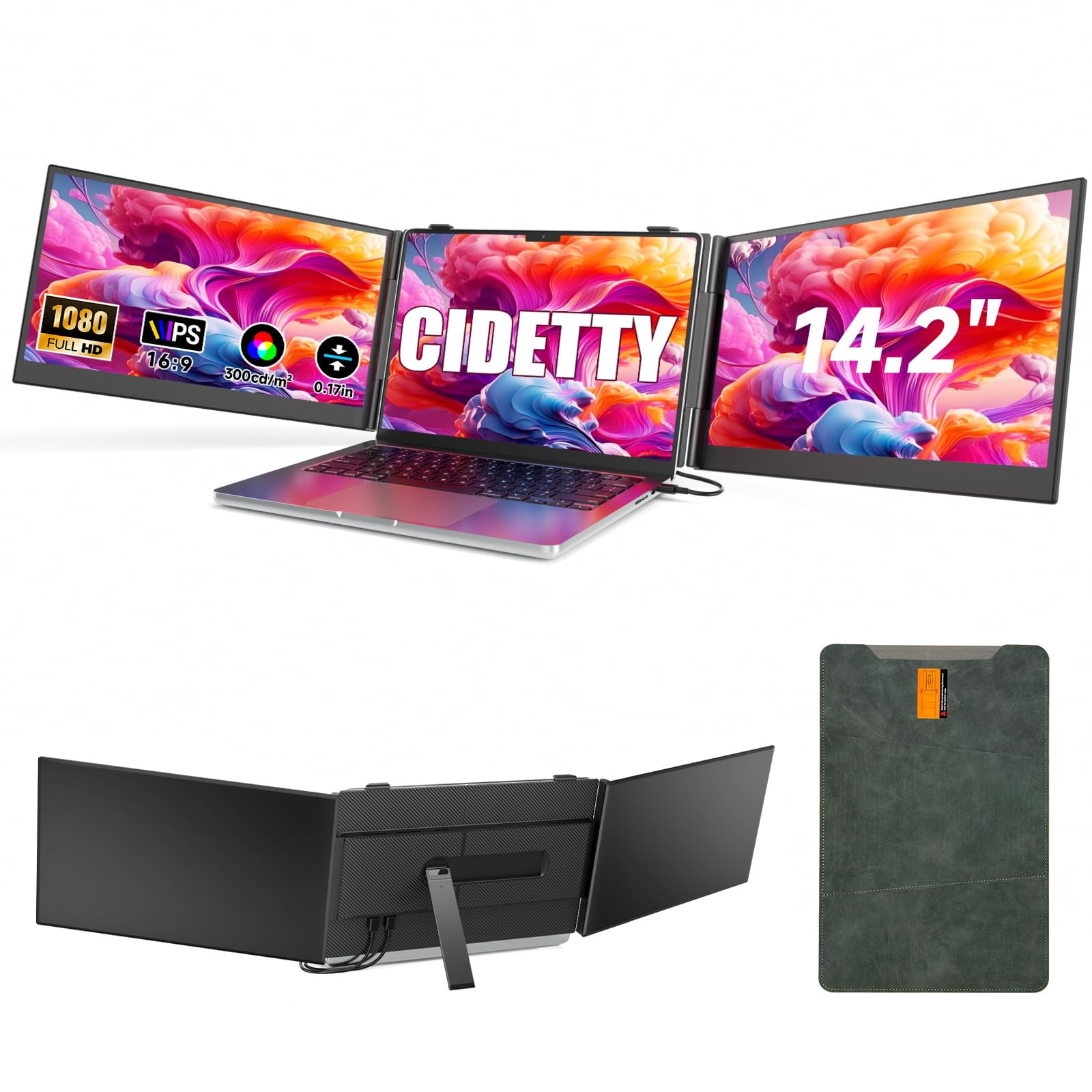 Monitor Cidetty Portátil Ultrafino 1080p Fhd De 14,2 Pulgadas