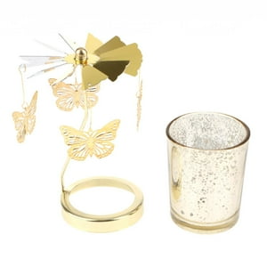 Genérico - Portavelas Giratorio Romántico Soporte Tealight Candelabro Mariposa