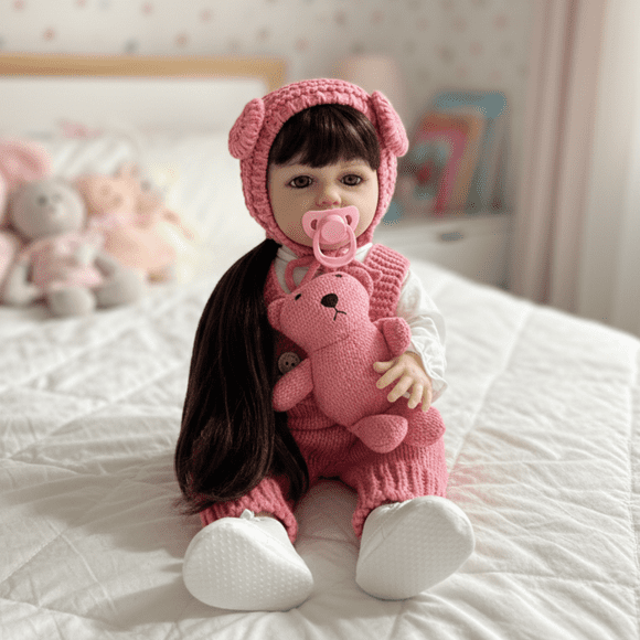 Muñeca Realista Bebé Reborn Con Accesorios Cabello Largo