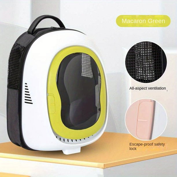 Cat Carrier Backpack Breathable Light Shielding Large Capacity Transparent Space Capsule Pet Cat Transport Backpack Carrier Traveling Portable Outside Thickened Shoulder Strap