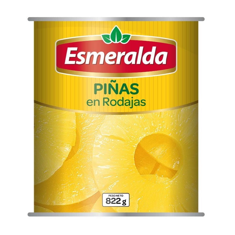 Piñas En Rodajas Tarro Drenado 490 g - Neto 822 g Esmeralda