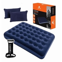 Genérico - Colchon Inflable 2 Plazas Almohadas Y Bombin Camping Visitas Azul