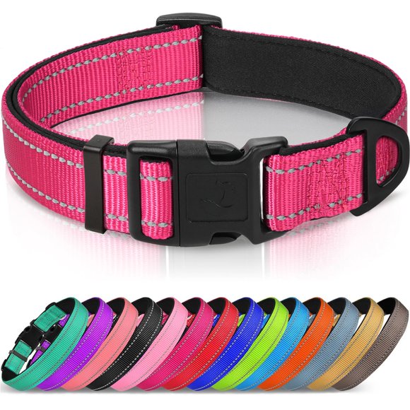 Collar para perro Joytale reflectante de neopreno – Talla L – Rosa intenso