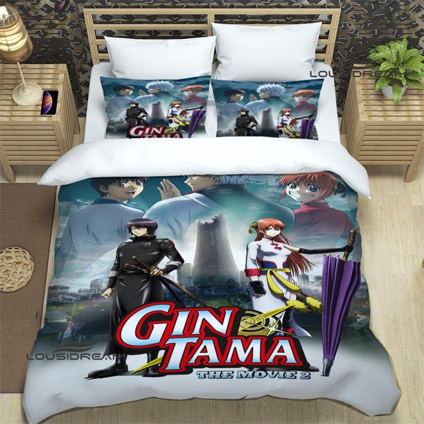 v687 Bed Sheets GINTAMA Cartoon Printed Bedding Sets exquisite bed supplies set duvet cover bed comforter set bedding set luxury birthday gift 3-Piece Bedding Set (1 Duvet Cover + 2 Pillow Shams) Bed