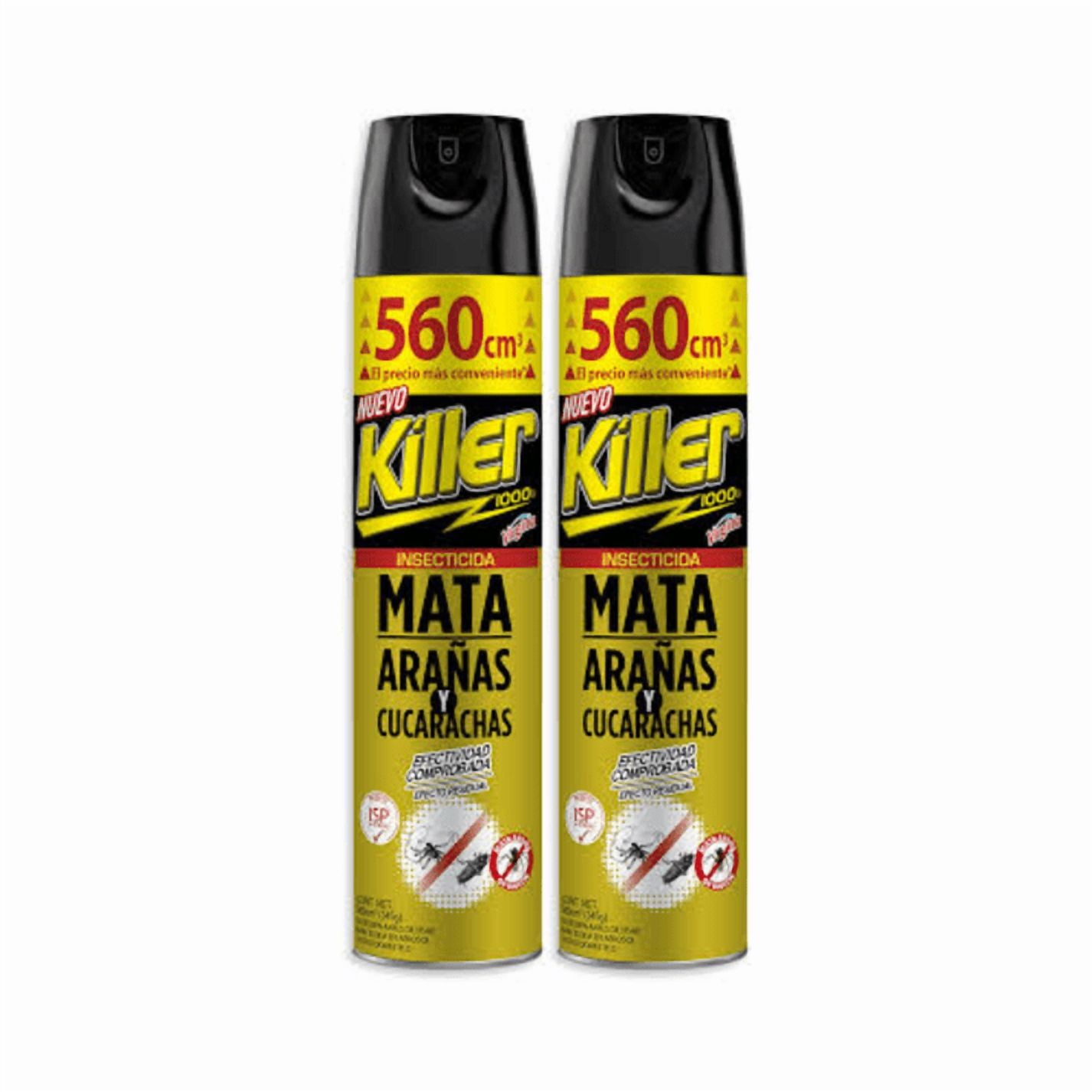 Killer - Pack 2 Insecticida En Aerosol 560cc Elimina Arañas Y Cucarachas