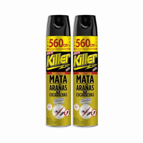 Killer - Pack 2 Insecticida En Aerosol 560Cc Elimina Arañas Y Cucarachas
