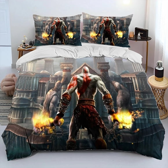 God of WarGamers Kratos Bedding Set Boys Girls Duvet Cover Pillowcase Bed boys Adult