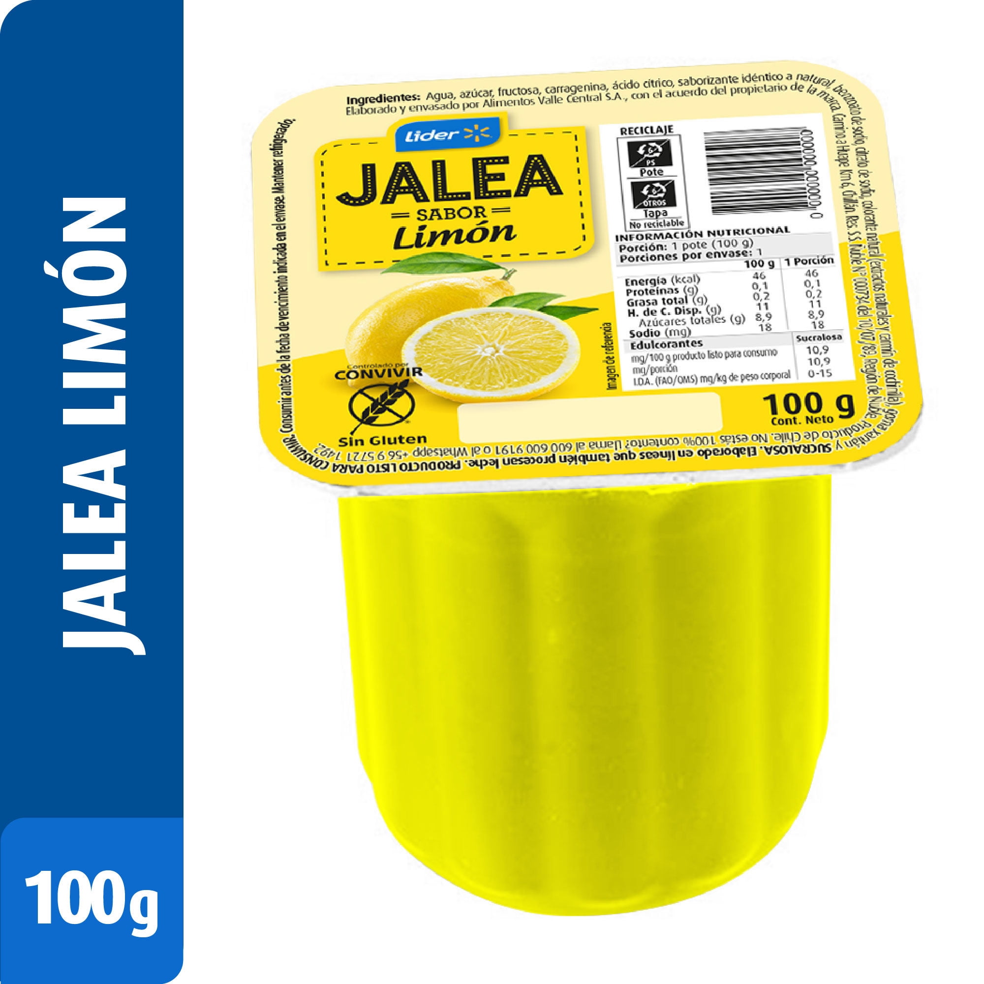 Jalea Sabor Limón Tradicional 100 g Lider