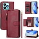 thumbnail image 3 of Funda tipo cartera para Realme note 60 4G con bolsillo con cremallera, tarjetero, soporte, correa para la muñeca y tapa de cuero Rojo, 3 of 5