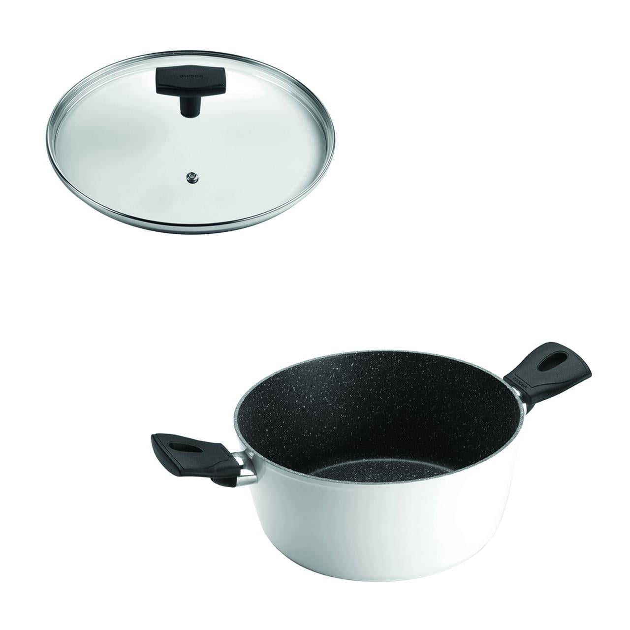 Ghidini - Set Cacerola 20cm Antiadherente Blanco Con Tapa Daily