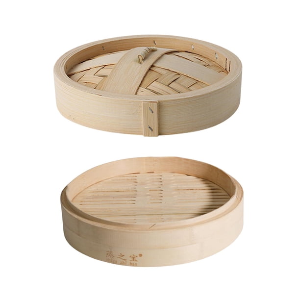 Vaporera De Bambú, Vaporera Redonda Hecha A Mano Para Sum Y Bollos Para Verduras Sum Baozi, 18 Cm