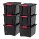 thumbnail image 1 of Bidones de almacenamiento Iris USA, 40 L, apilables con tapas, 6 unidades, negros, 1 of 9