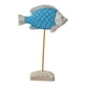 thumbnail image 1 of Escultura De Pez De Madera Sobre Soporte Para Balcón, Escritorio, Entrada, Estatua De Pez, Figura Azul Claro, 1 of 5