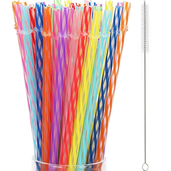 Pajitas de plástico reutilizables de 27,5 cm con cepillo de limpieza