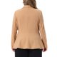 thumbnail image 3 of Agnes Orinda Chaquetas de Talla Grande para Mujer con Cuello de Chal, Botones, Casual, Traje de Trabajo, Chaqueta Peplum 1X Caqui, 3 of 7
