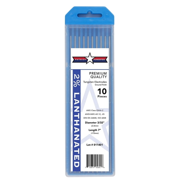 Electrodos de tungsteno para soldadura TIG, 2% lantanados, 3,2 mm x 175 mm