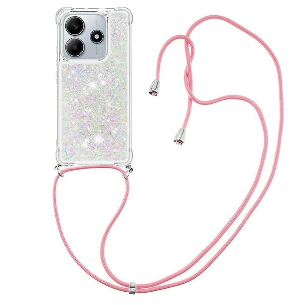 Funda FOXDOCK para Xiaomi Redmi Note 14 4G con Cuerda Ajustable, Brillo Líquido, Protección Antigolpes y Lente – Ideal para Regalo
