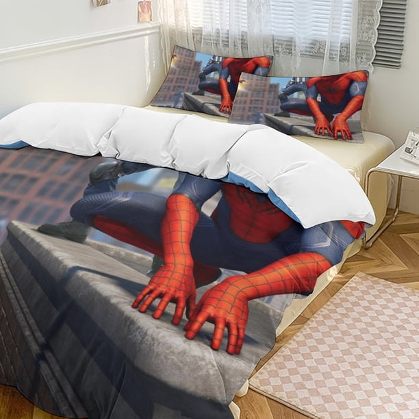 Spider-Man 3-Piece Twin Bed Set - Includes 1 Single Quilt And 2 Pillow Cases Bedding - Fade Resistant Microfiber - Spider
