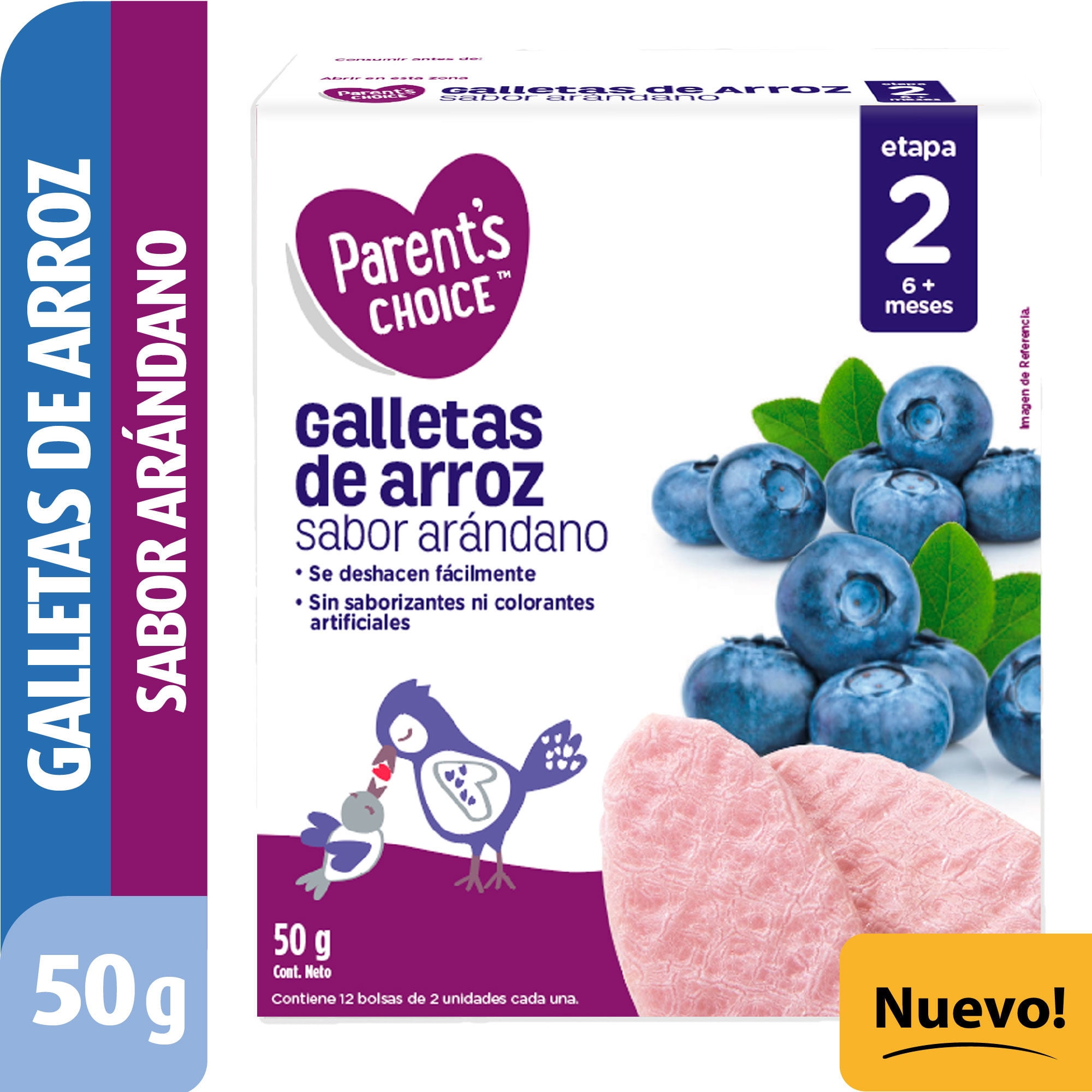 Galletas De Arroz Sabor Arándano 50 g Parent's Choice