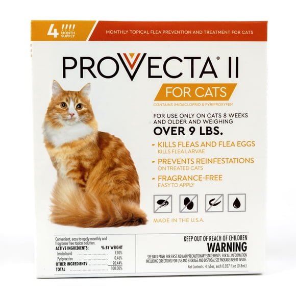 Tratamiento Antipulgas PROVECTA II para Gatos Grandes Suministro para 4 Meses