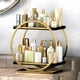 thumbnail image 1 of Organizador de maquillaje YIWANFW negro y dorado de 2 niveles para tocador, 1 of 3