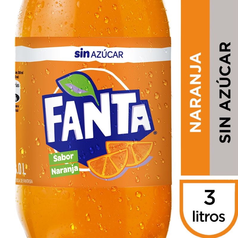 Bebida Naranja Sin Azúcar Botella 3 L Fanta
