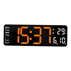 Genérico - Modern Digitals Reloj De Pared Calendario Brillo Ajustable Nightstand Naranja