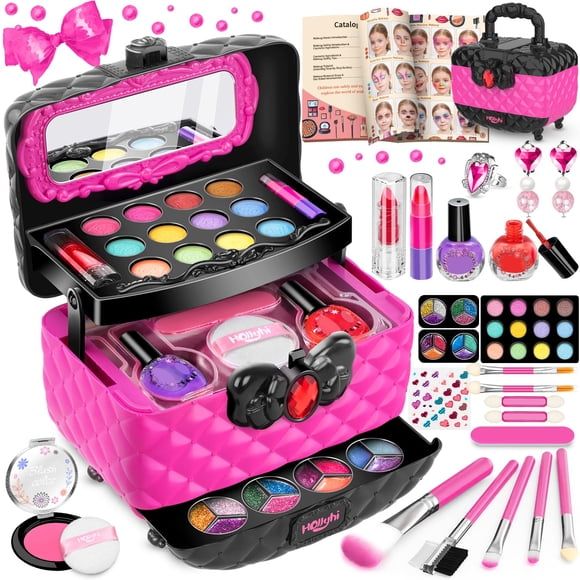 Set de maquillaje Hollyhi, 41 unidades, para niñas de 3 a 12 años, con funda