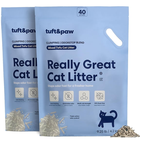 Arena para gatos Tuft & Paw Really Great OdorStop de 4,2 kg x 2 bolsas
