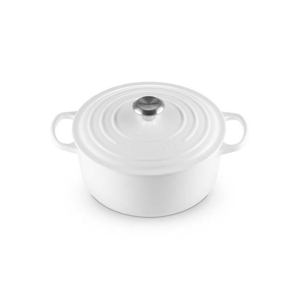 Horno holandés Le Creuset Signature de hierro fundido de 5,5 cuartos de galón, blanco