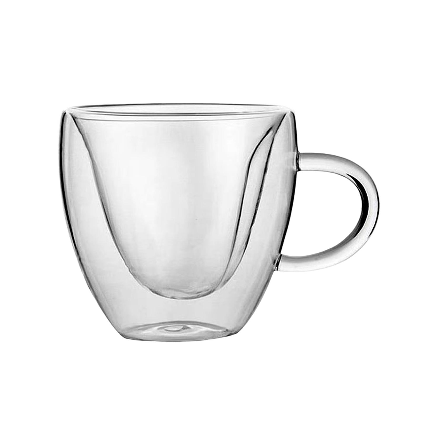 Magideal - Taza De Café De Doble Pared De Borosilicato, Cristalería, Taza De Café De Vidrio, Taza De Café Expreso Con Asa, Vasos Para Beber, Té, Agua, , 250Ml