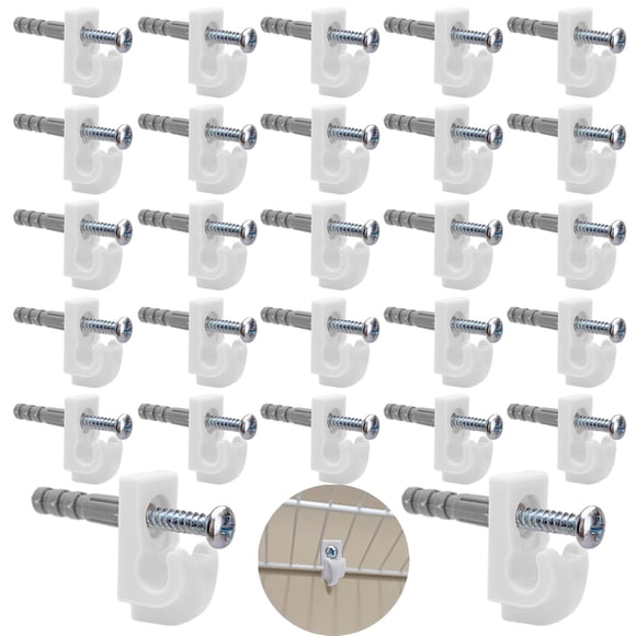 ZwwYvv Clips de pared de plástico para soportes de estante de alambre, 30 juegos