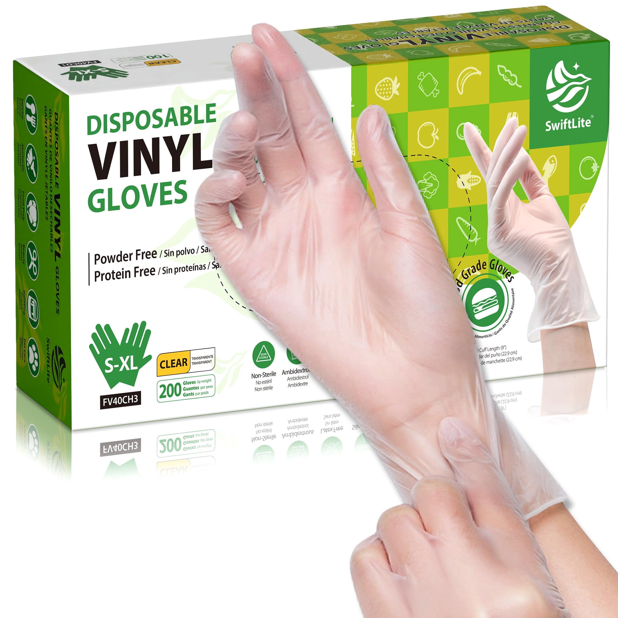 Guantes Desechables De Vinilo Swiftlite Aptos Para Alimentos Sin Polvo
