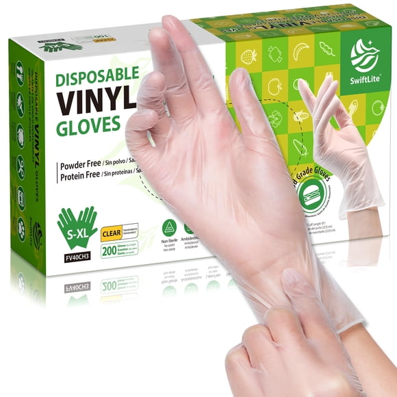 Guantes desechables de vinilo SWIFTLITE aptos para alimentos sin polvo