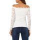 thumbnail image 3 of INSPIRE CHIC Blusa de Encaje Floral para Mujer con Hombros Descubiertos y Mangas Largas Transparentes S Blanco, 3 of 6